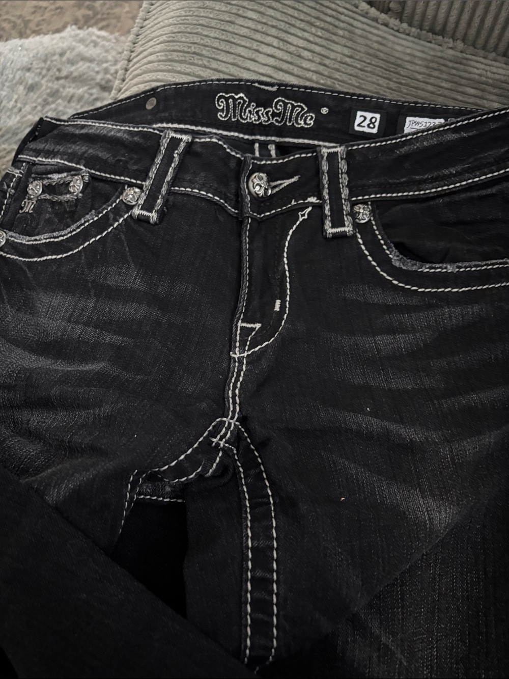 Miss Me Black Boot Cut Jeans with Embellished Back Pockets - Picture 2 of 2